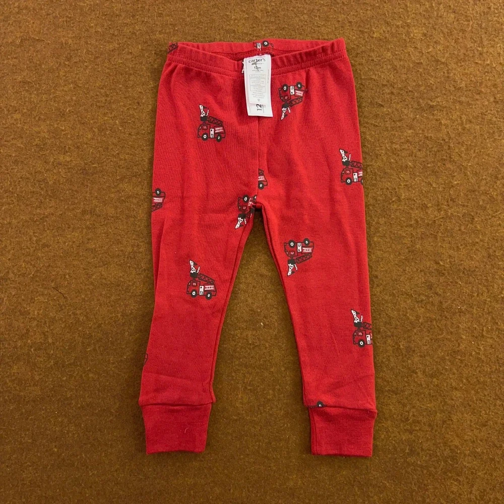 Carter's Baby Boys 12M Red Fire Truck Cotton Snug Fit 2-Piece Pajama Set New